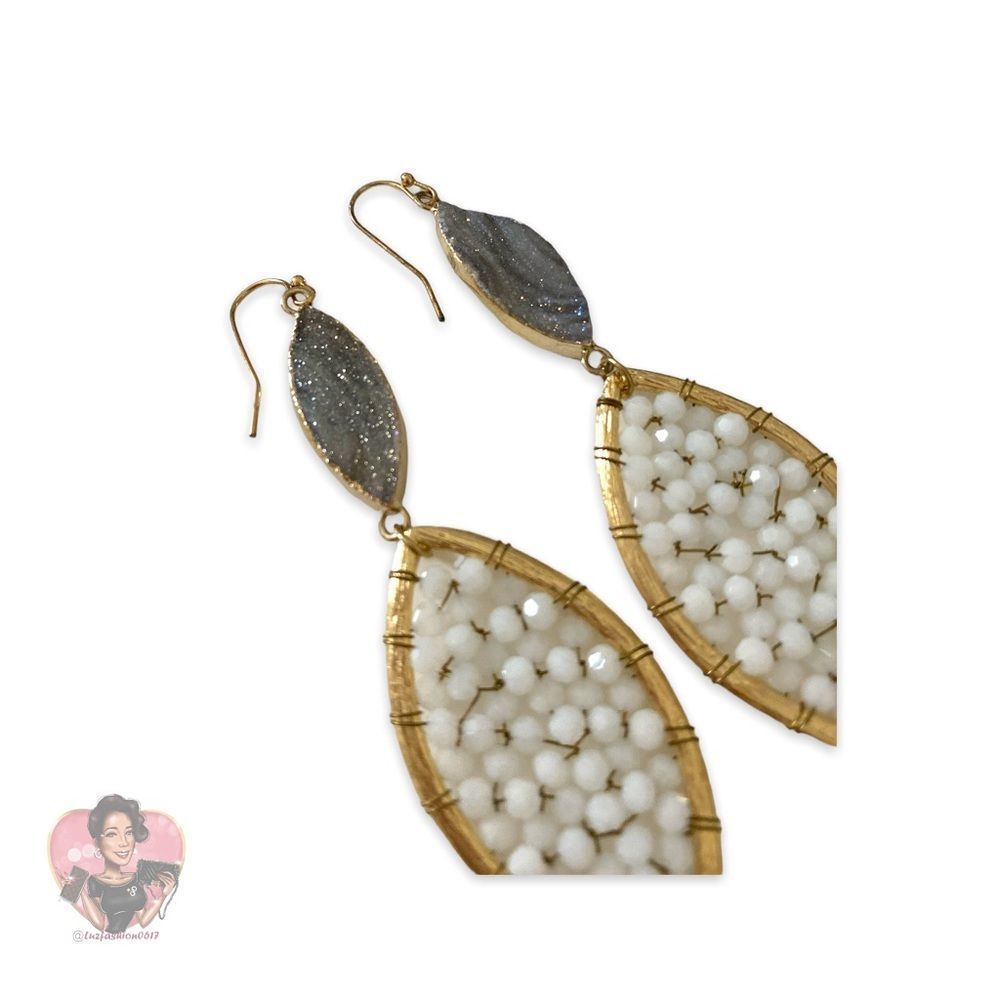 NEIMAN MARCUS Druzy Earrings - Picture 2 of 3